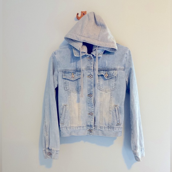 Denim Jacket with Removable Hood - Picture 1 of 2
